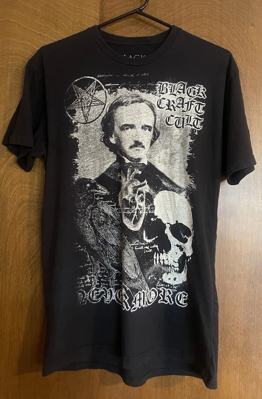 Black Craft Cult Edgar Allan Poe Graphic T Shirt Ravens Skull Men’s Medium